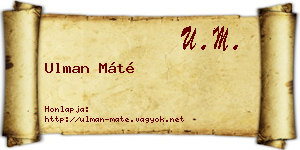 Ulman Máté névjegykártya